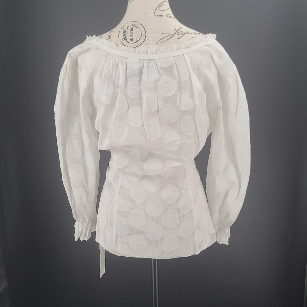 Harve Benard Vintage100% cotton Dot detail women's blouse Ivory Size Large - Picture 2 of 7